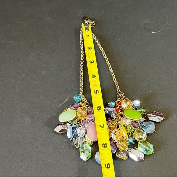 Chunky Colorful Faceted Lucite Dangle Necklace Spring Boho Playful Jewel SHORT - Picture 8 of 8